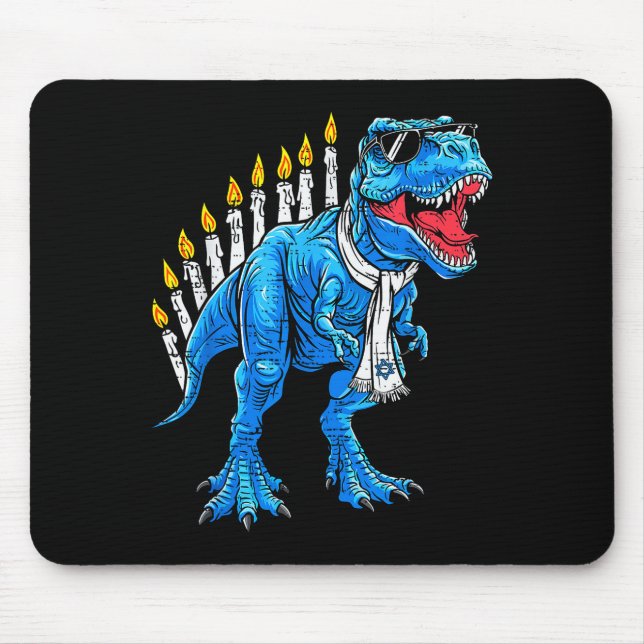 Menorasaurus Hanukkah T Rex Dinosaur Dino Chanukah Mouse Pad (Front)