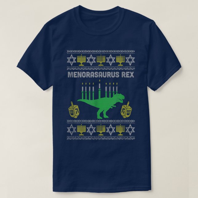 Menorasaurus Re  Kids Hanukkah, Jewish Chanukah Gi T-Shirt (Design Front)