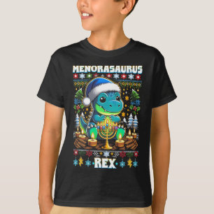 Menorasaurus Rex Dino Trex Ugly Christmas Sweater 