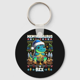 Menorasaurus Rex Dino Trex Ugly Christmas Sweater  Key Ring