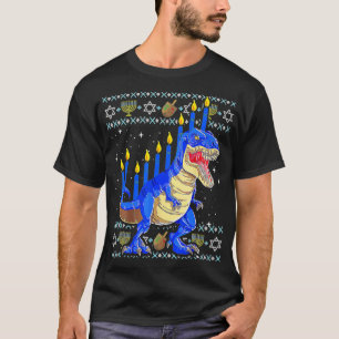 Menorasaurus Rex Dinosaur Menorah Hanukkah Jewish  T-Shirt