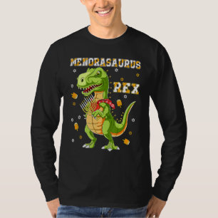 Menorasaurus Rex Dinosaur Rex Hanukkah Menora Pun T-Shirt
