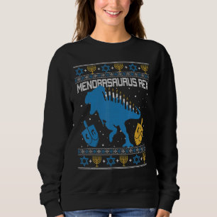 Menorasaurus Rex Dinosaur T Rex Hanukkah Menorah B Sweatshirt