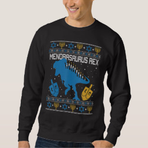 Menorasaurus Rex Dinosaur T Rex Hanukkah Menorah B Sweatshirt