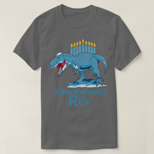 Menorasaurus Rex Shirt T Rex Dinosaur Hanukkah Cha (Design Front)