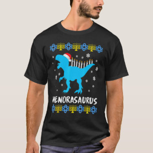 Menorasaurus Rex Ugly Hanukkah Sweater Dinosaur Re