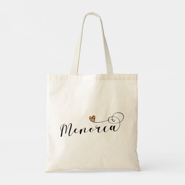 Menorca Flag Heart, Balearic Islands Tote Bag (Back)