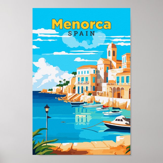 Menorca Spain Travel Art Vintage Illustration  Poster (Front)