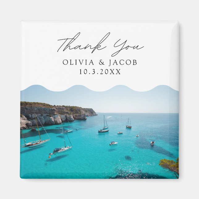 Menorca Spain Wedding Favour Thank You Magnet (Front)