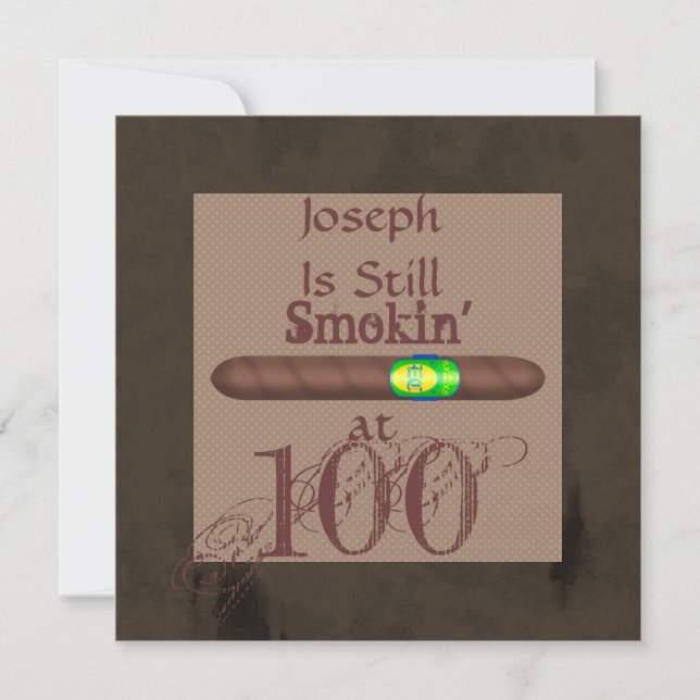 Men's 100th Birthday Cigar Invitations (Front)