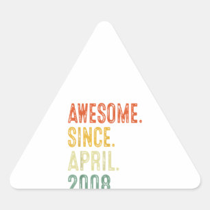 Mens 13 Years Old Gifts Awesome Since April 2008 Triangle Sticker