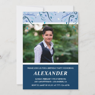 Mens 15th birthday invitations Photo Navy Blue
