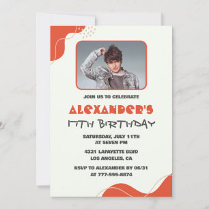 Mens 17th birthday invitations Modern Photo Red