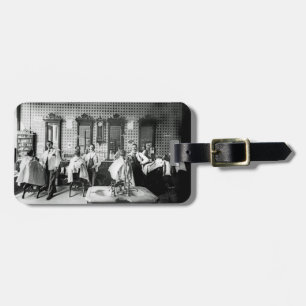 Mens 1890's Barber Shop Barber Hair Salon Photo Luggage Tag