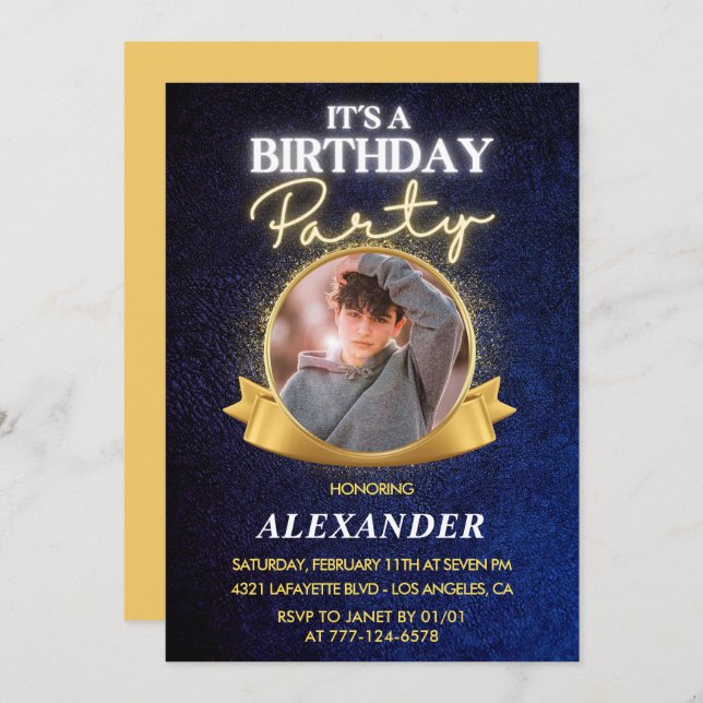 Mens 18th birthday invitations  Elegant Chic (Front/Back)