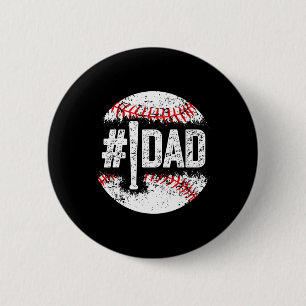 Mens 1 Dad Baseball Number One Daddy Son Baseball 6 Cm Round Badge
