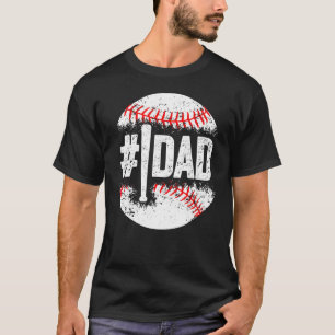 Mens 1 Dad Baseball Number One Daddy Son  Father s T-Shirt