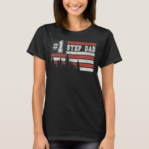 Mens 1 Step Dad American Flag 4th Of July Vintage  T-Shirt