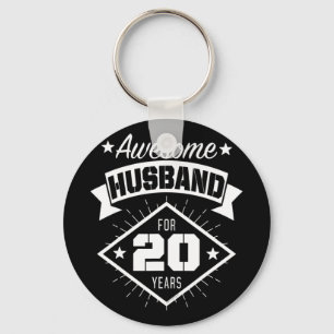 Mens 20th Anniversary T-shirt For Him Awesome Husb Key Ring
