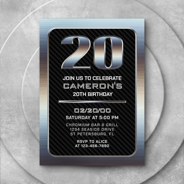 Men's 20th Birthday Invitation (Creator Uploaded)