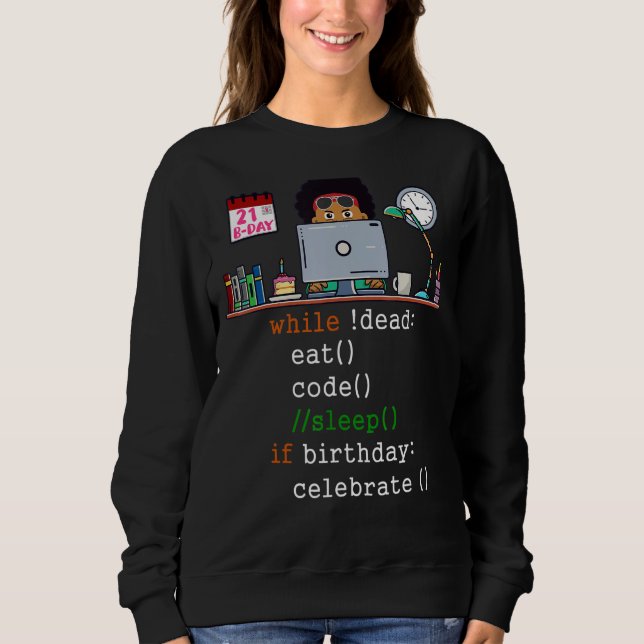 Mens 21st Birthday I Software Engineer & Coder I E Sweatshirt (Front)