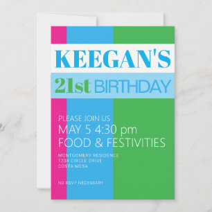 Mens 21st Birthday Invitation