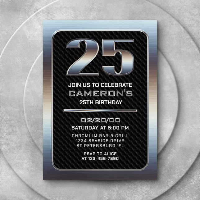 Men's 25th Birthday Invitation (Creator Uploaded)