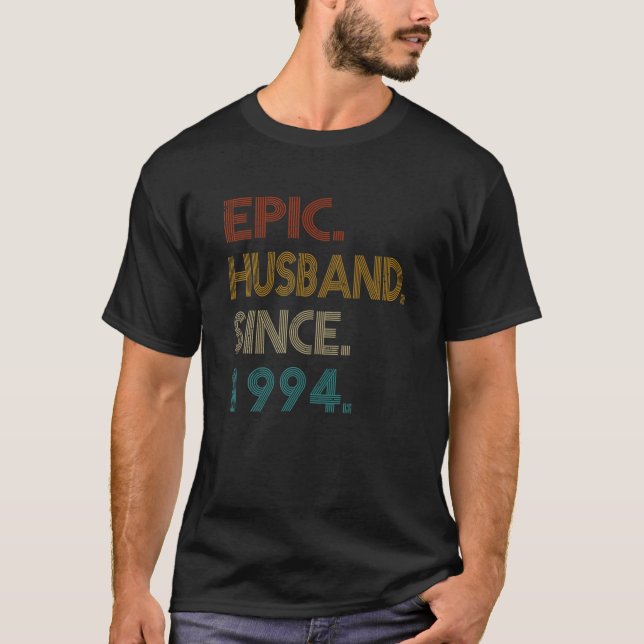 Mens 28Th Wedding Anniversary For Him Epic Husband T-Shirt (Front)