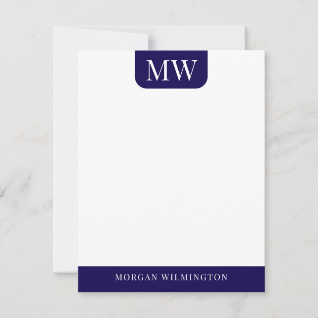 Men's 2 Initials Professional Navy Blue Card (Front)