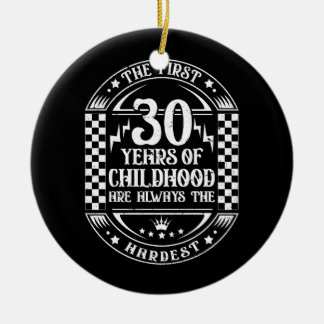 Mens 30th Birthday Vintage Bday 30 Year Old Man Fu Ceramic Tree Decoration