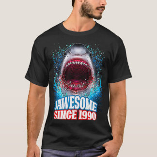 Mens 32nd Birthday Jawesome Since 1990 Shark 32 Ye T-Shirt