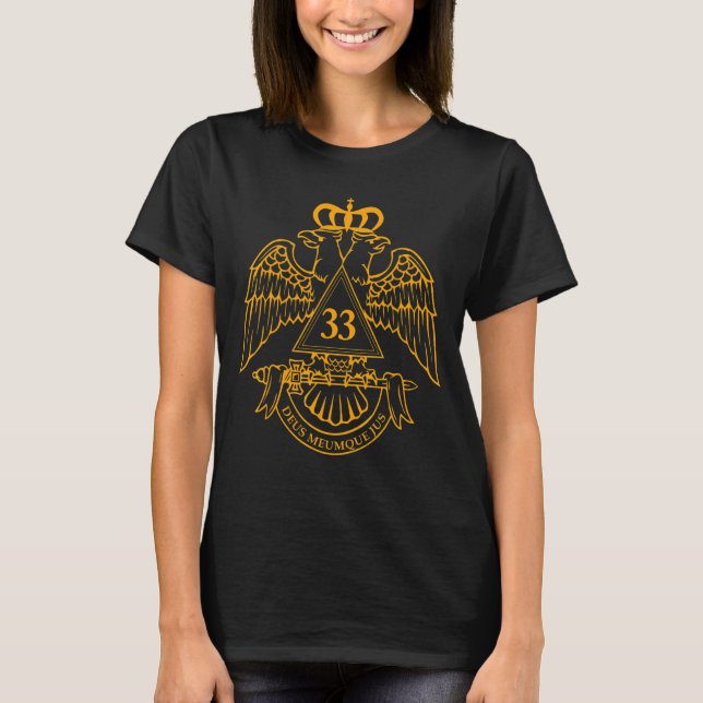 Mens 33rd Degree Masonic Scottish Rite Wings Down  T-Shirt (Front)