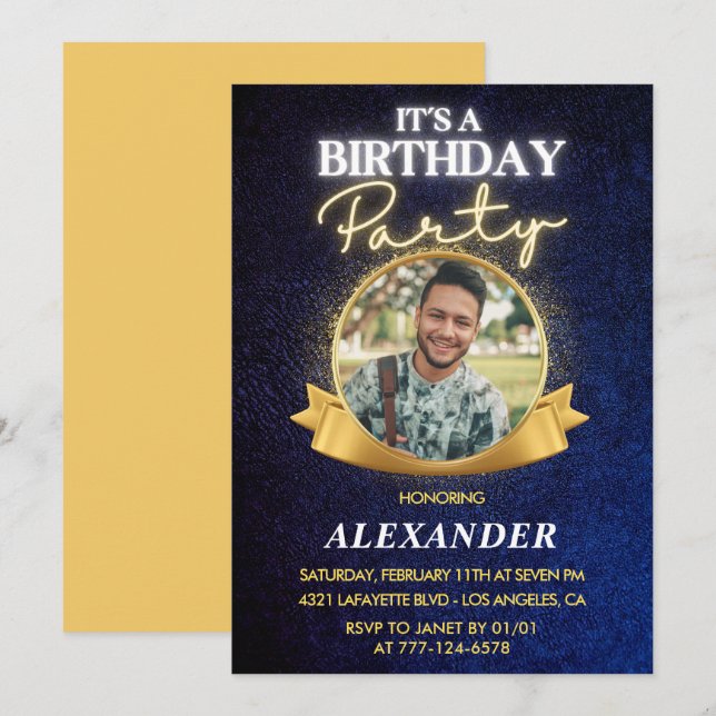 Mens 34th birthday invitations  Elegant Chic (Front/Back)