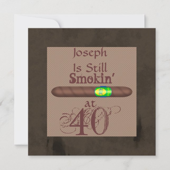 Men's 40th Birthday Cigar Invitations (Front)