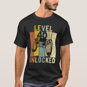 Mens 40th Birthday Level 40 Unlocked Video Gamer T-Shirt