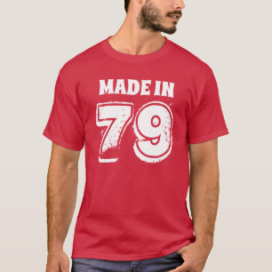 Mens 40th Birthday Made in 79 Burgundy Typography T-Shirt