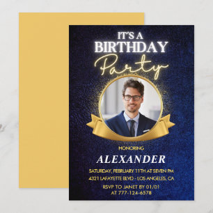 Mens 44th birthday invitations Elegant Chic