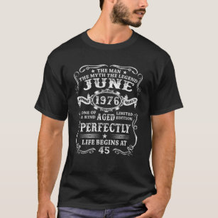Mens 45 Years Old The Man Myth Legend June 1976 50 T-Shirt