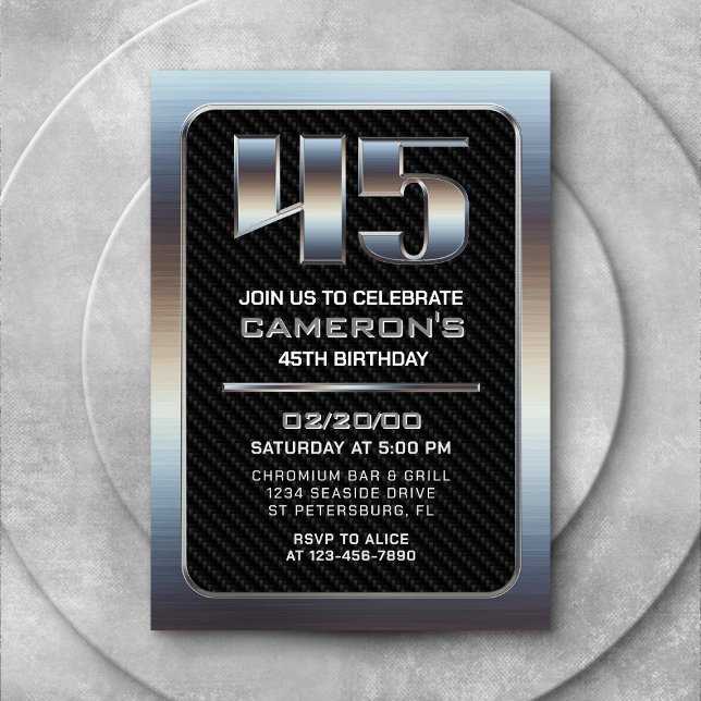 Men's 45th Birthday Invitation (Creator Uploaded)