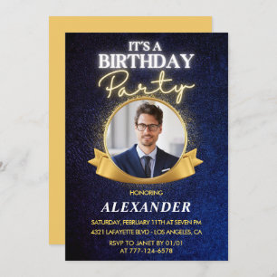 Mens 48th birthday invitations Elegant Chic