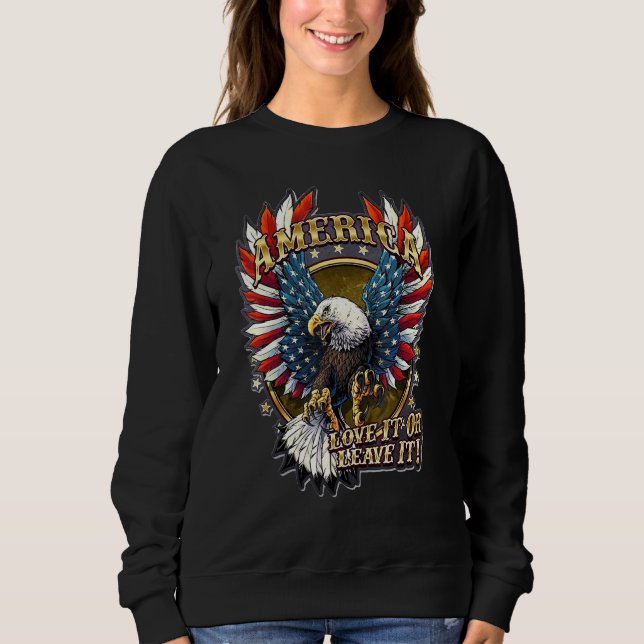 Mens 4th Of July American Flag Eagle Makes Merica  Sweatshirt (Front)