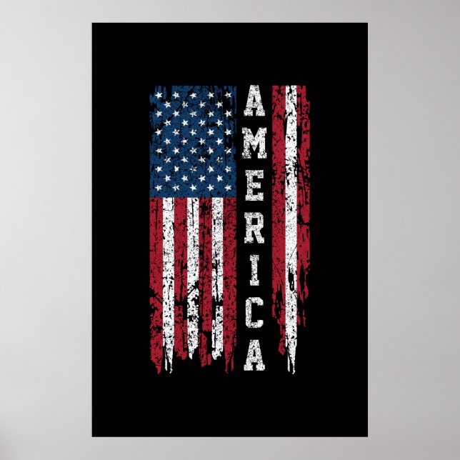 Men's 4th of July American Flag Poster (Front)