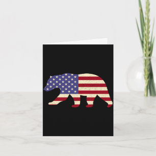 Mens 4th of july bear patriotic american flag card