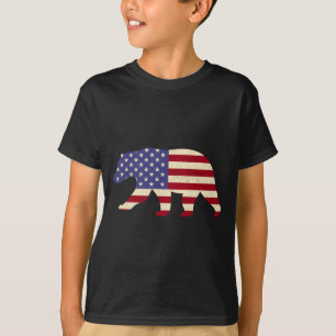 Mens 4th of july bear patriotic american flag T-Shirt