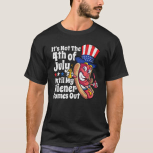 Mens 4th Of July Hot Dog Wiener Comes Out Adult Hu T-Shirt