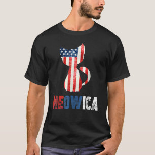 Mens 4th Of July Meowica Cat Patriotic American Fl T-Shirt
