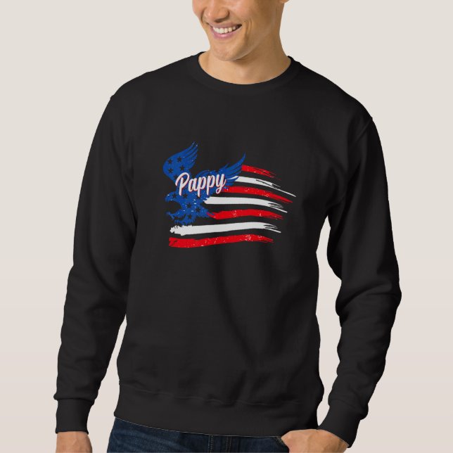 Mens 4th Of July Pappy Eagle Flag  Pappy Flag Sweatshirt (Front)