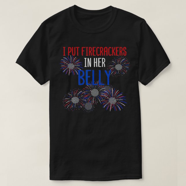 Mens 4th of July Pregnancy Reveal Announcement Lit T-Shirt (Design Front)