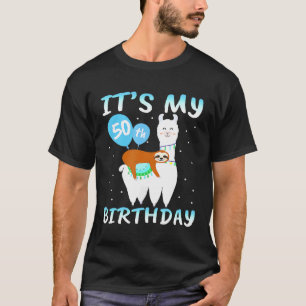 Mens 50 Years Old 50th Birthday Llama Sloth T-Shirt