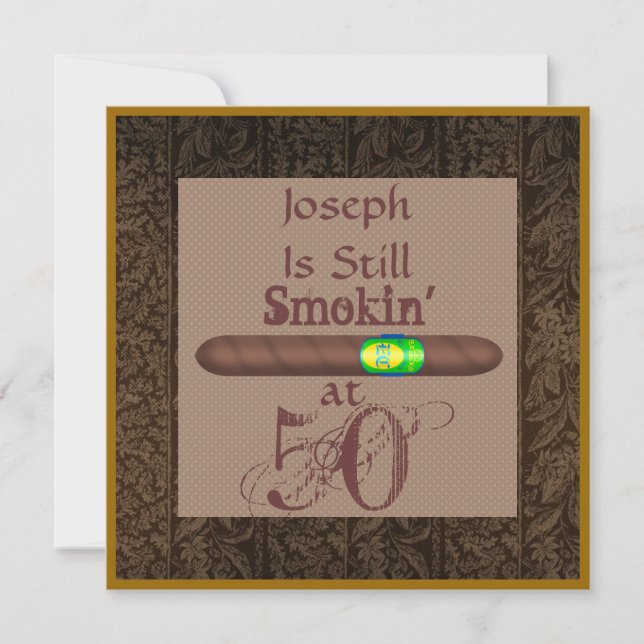 Mens 50th Birthday Cigar Invitations Personalized (Front)